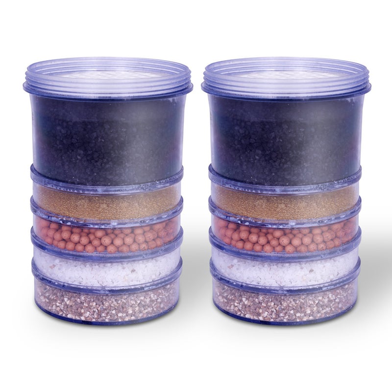Ronaqua 5-Stage Replacement Mineral Filter Cartridge for Countertop & Water Coolers. 5 layers of filtration & mineralization. Removes granular impurities to provide a brilliant sparkle in water (Set of 2) - Image 1